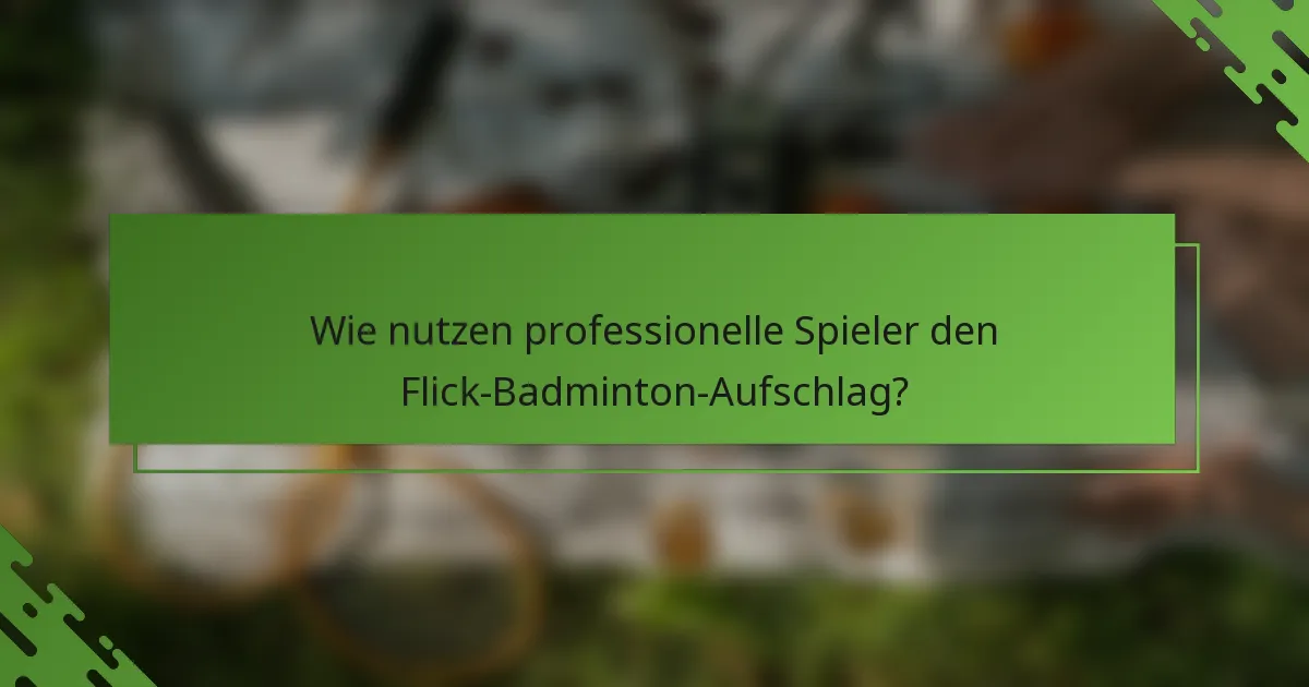 Wie nutzen professionelle Spieler den Flick-Badminton-Aufschlag?
