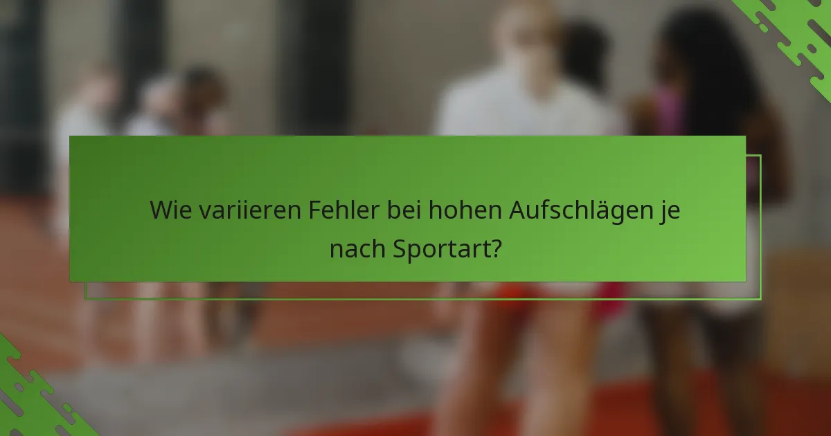 Wie variieren Fehler bei hohen Aufschlägen je nach Sportart?